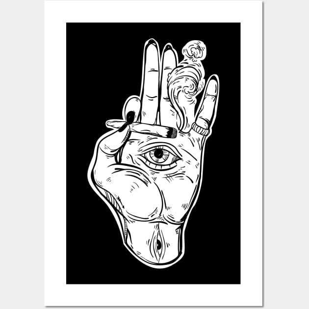 Stoned hand weed illustration Wall Art by Elsieartwork